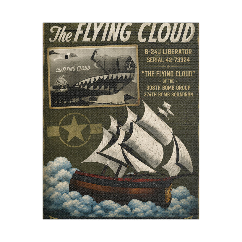 Flying Cloud Vintage Airship Canvas Print — 'The Flying Cloud' Stretched Satin Wall Art