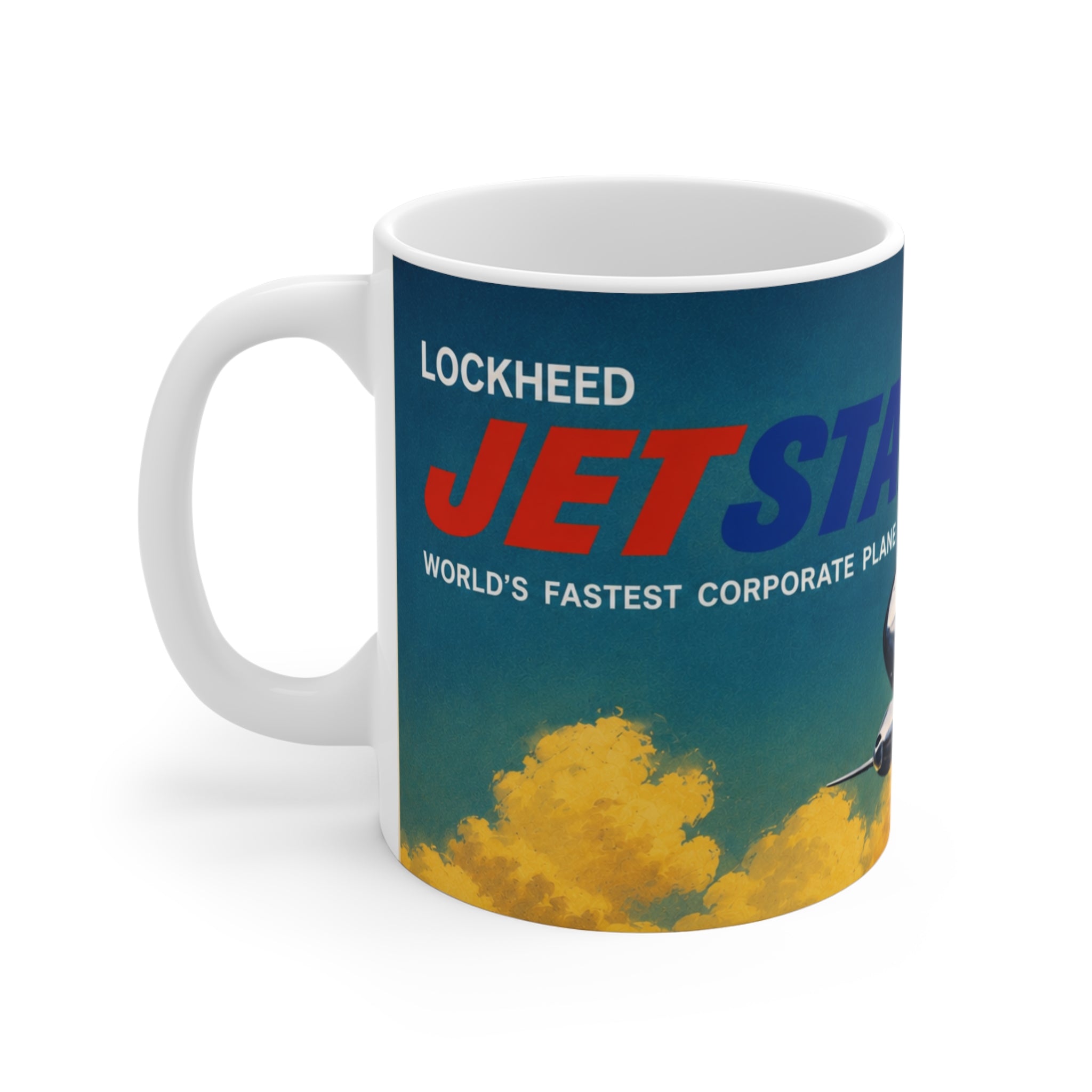 Jetstar Lockheed Vintage Aviation Mug — 'World's Fastest Corporate Plane' 11oz