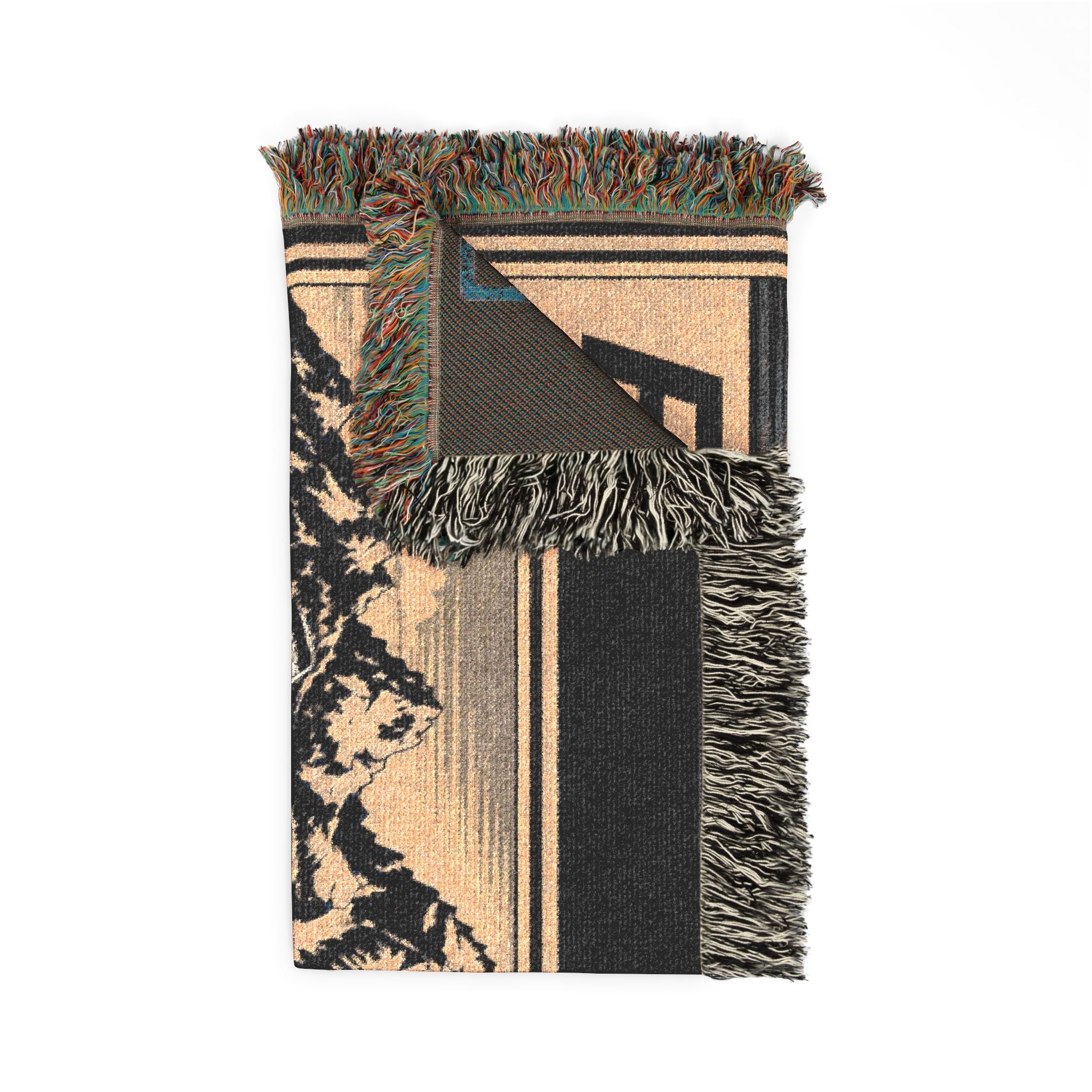 Flightline Trade Co. Woven Throw Blanket — Vintage Airplane & Mountain Cabin Decor