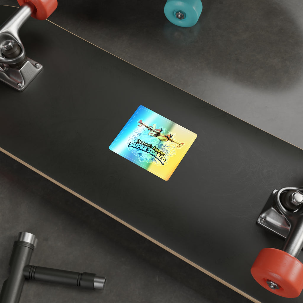 Holographic Die-Cut Sticker — "Nature's Biggest Super Soaker" Water Bomber Design