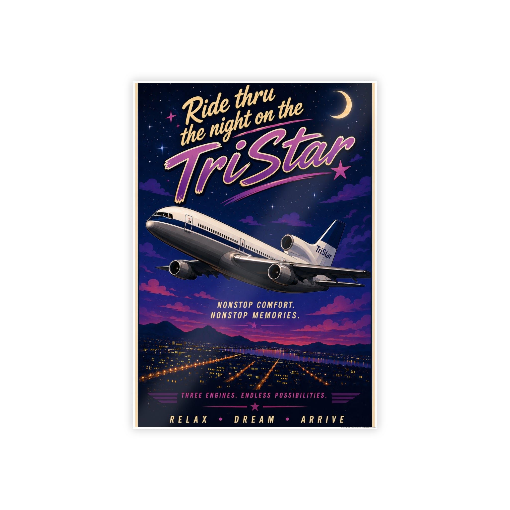 Gloss Poster - Retro Airplane Print "Nonstop Comfort, Nonstop Memories"